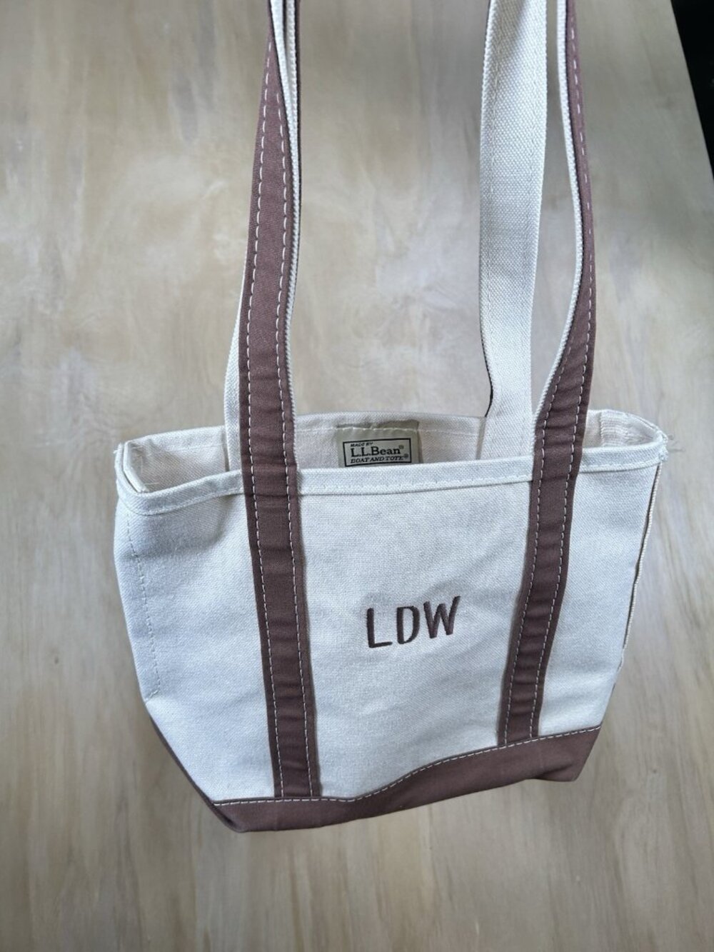 Vintage 1990’s LL Bean Boat & Tote Canvas Brown Trim  USA Made Monogrammed EUC - Picture 3 of 15